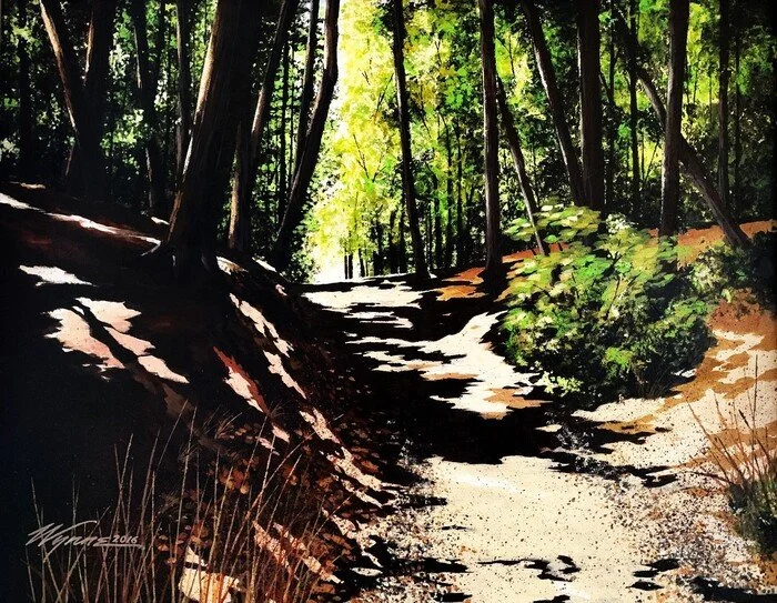 "Walden Woods 2" 
Robert Wynne 
Acrylic on Canvas 22" x 28" 
2016 
$2,100 