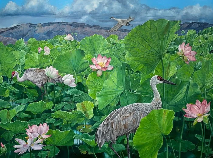 "Sandhill Sanctuary" Catherine Kirkwood Oil on Canvas 36" x 48" 
2025 $5,000 