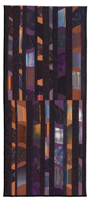 "Darkness Visible" Nancy Bardach Cotton Fabrics, Hand Dyes, Batiks, Batting, Threads 
93" x 41" 
2014 $4,900 