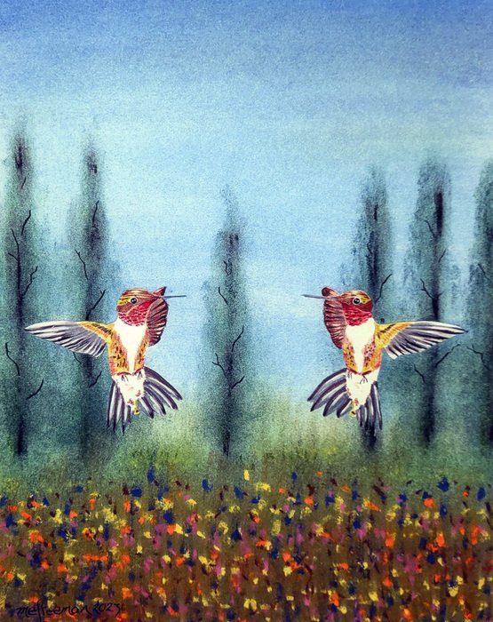 "Territorial Dispute" Michael Freeman Colored Pencil and Pastel 11.5" x 10" 
2023 $545 