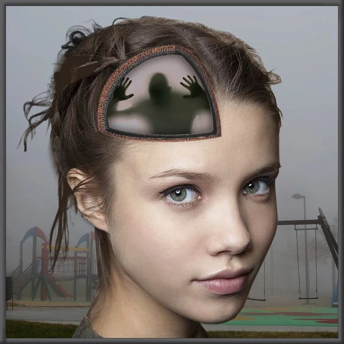 "Spooky Park" Alec MacLeod Digital Collage Printed as Giclée 8" x 8"  
2023 $175 