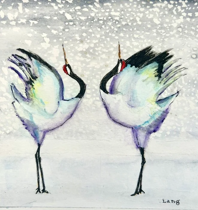 "Dancing in the Moonlight" 
David Lang Watercolor 
8" x 8" 
2025 
$950 