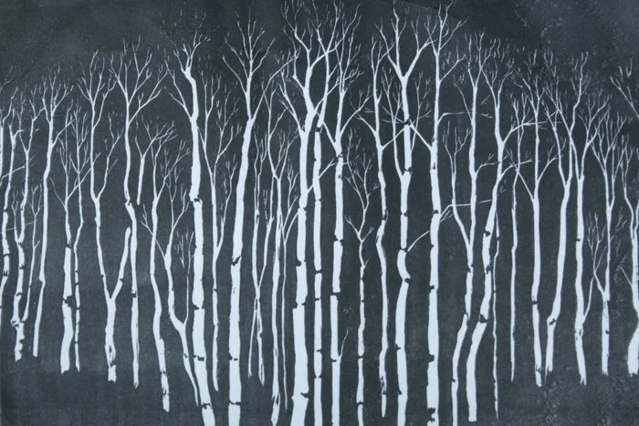 "Winter" Pati Hays Linocut Relief 9" x 12" 
2004 $260 