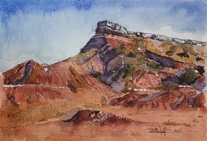 "Gloss Mountains Study #6"
 Ricky Wyckoff Watercolor 7" x 10" 
2025 NFS 