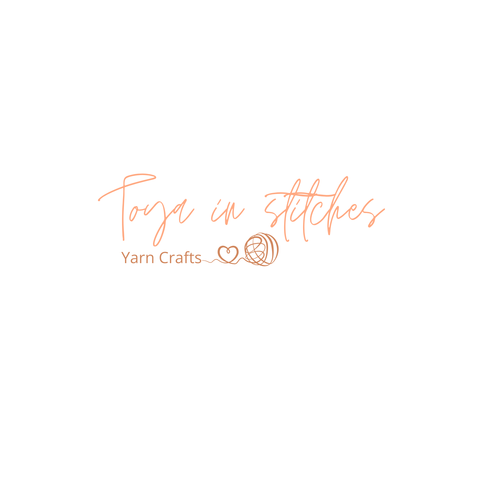 Text that reads 'Toya in stitches' with yarn balls icon and smaller text 'Yarn Crafts' underneath.