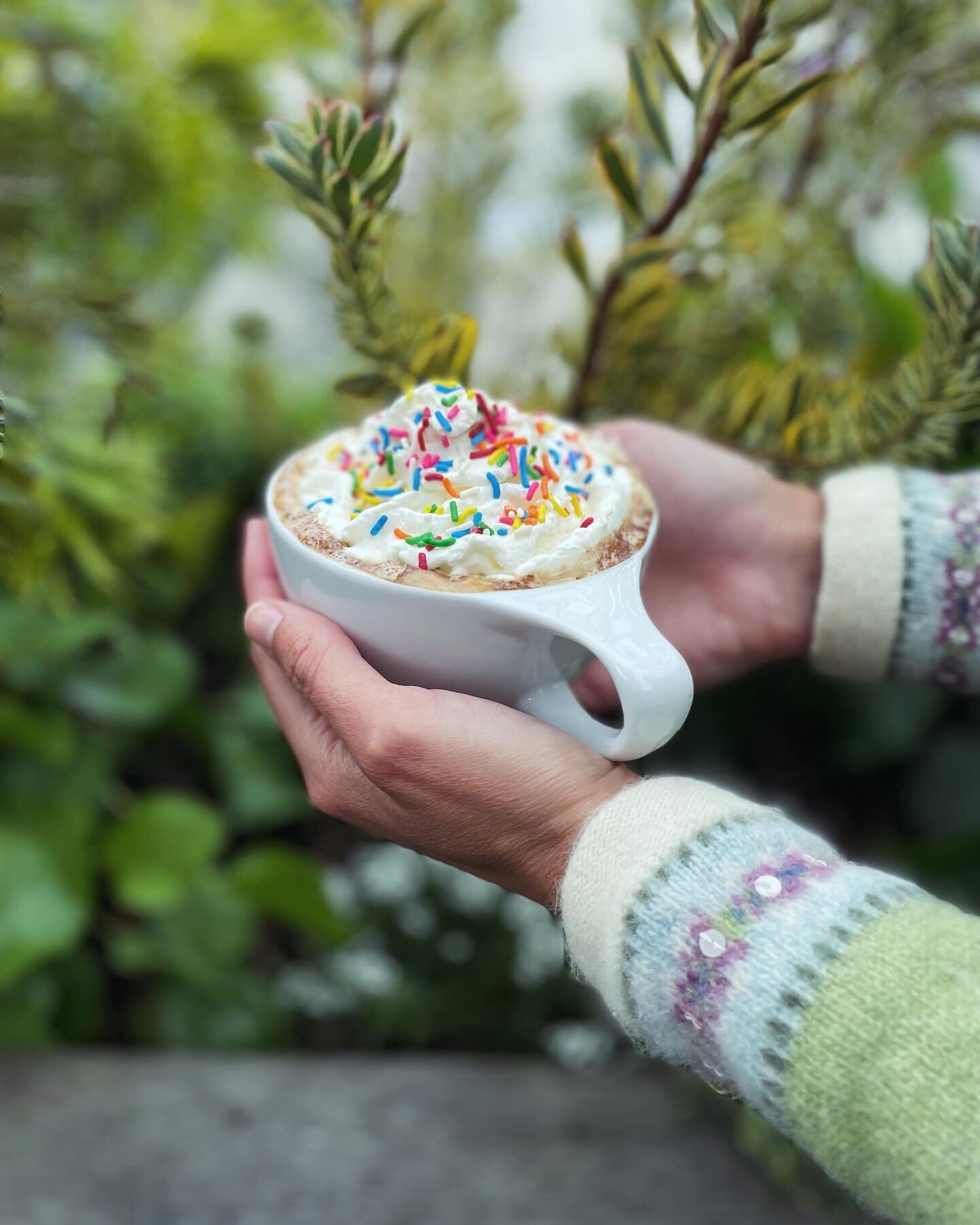 Our Valentine&rsquo;s drink special: Unicorn Mocha! These raspberry flavored mochas come topped with your choice of regular or coconut whipped cream and sprinkles! And they&rsquo;re only available until the 18th, so come and get one while you can!