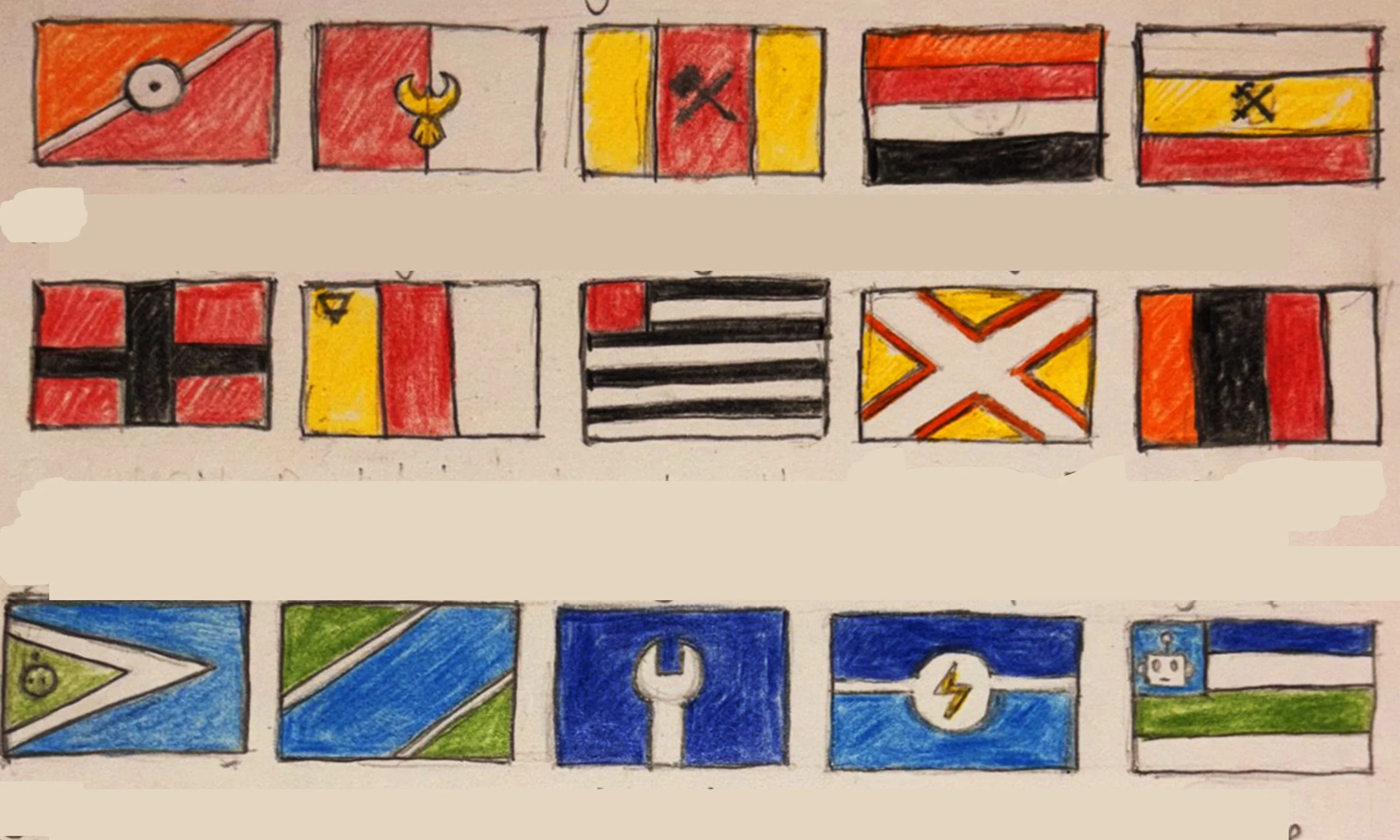 Factions, their flags and developed maps