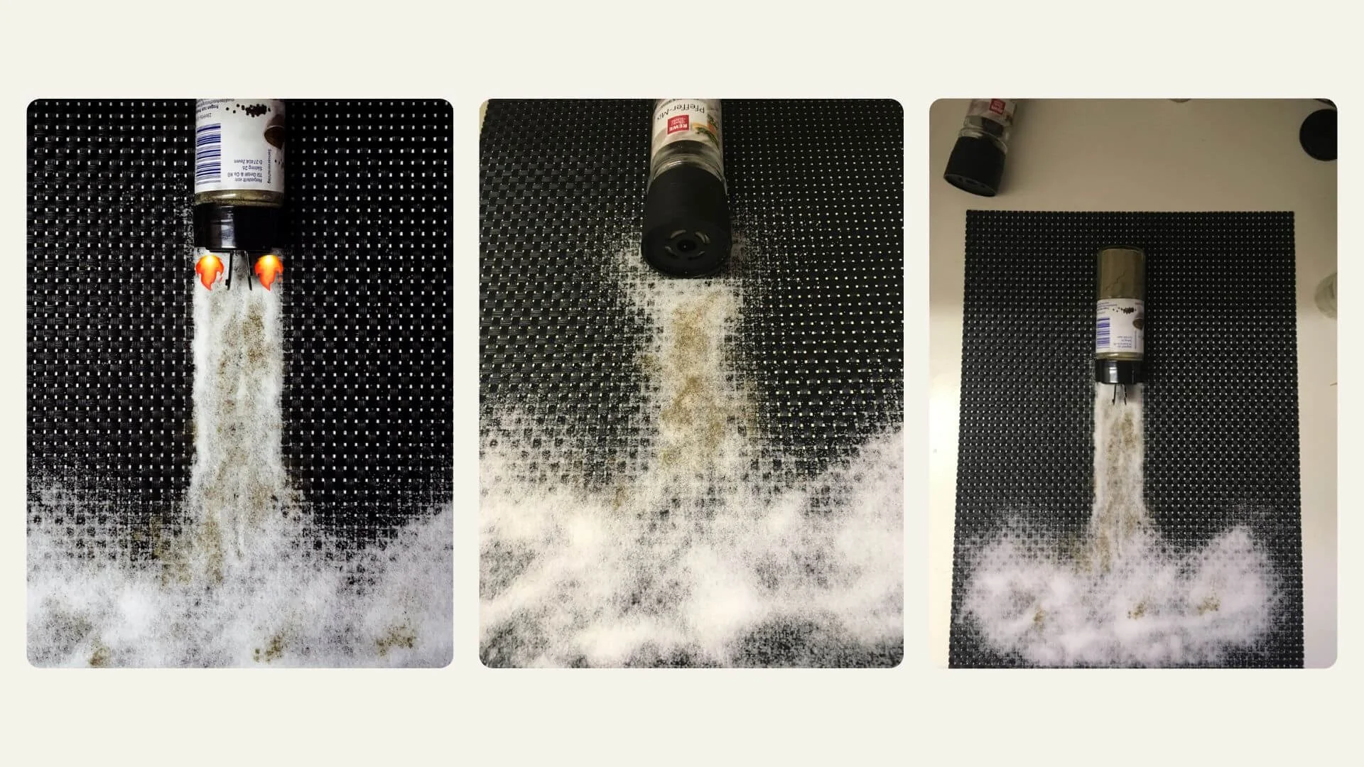 Creative mobile photography of salt and pepper shakers from a close up angle shot on iphone