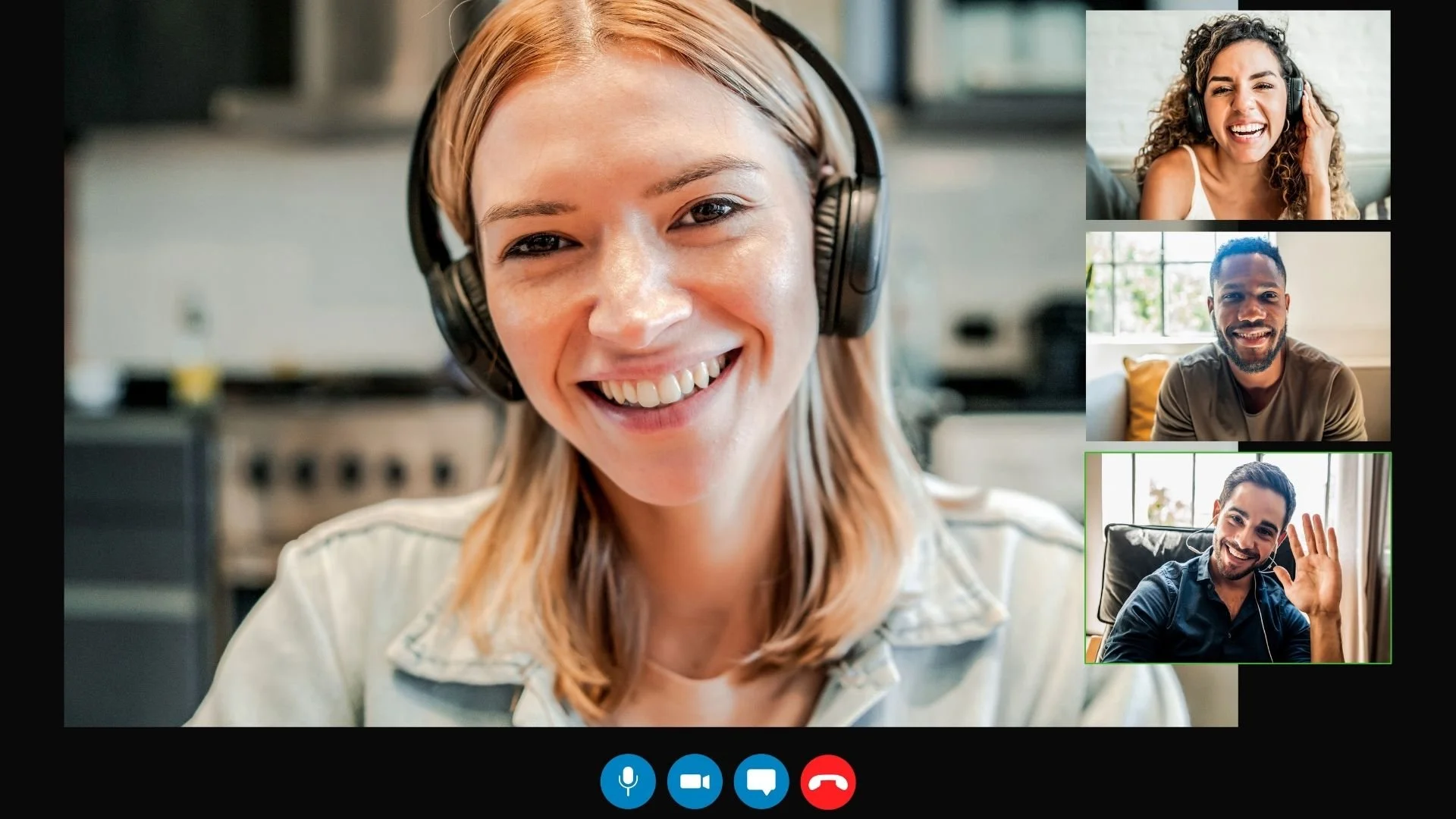 A group of remote employees on a virtual meeting