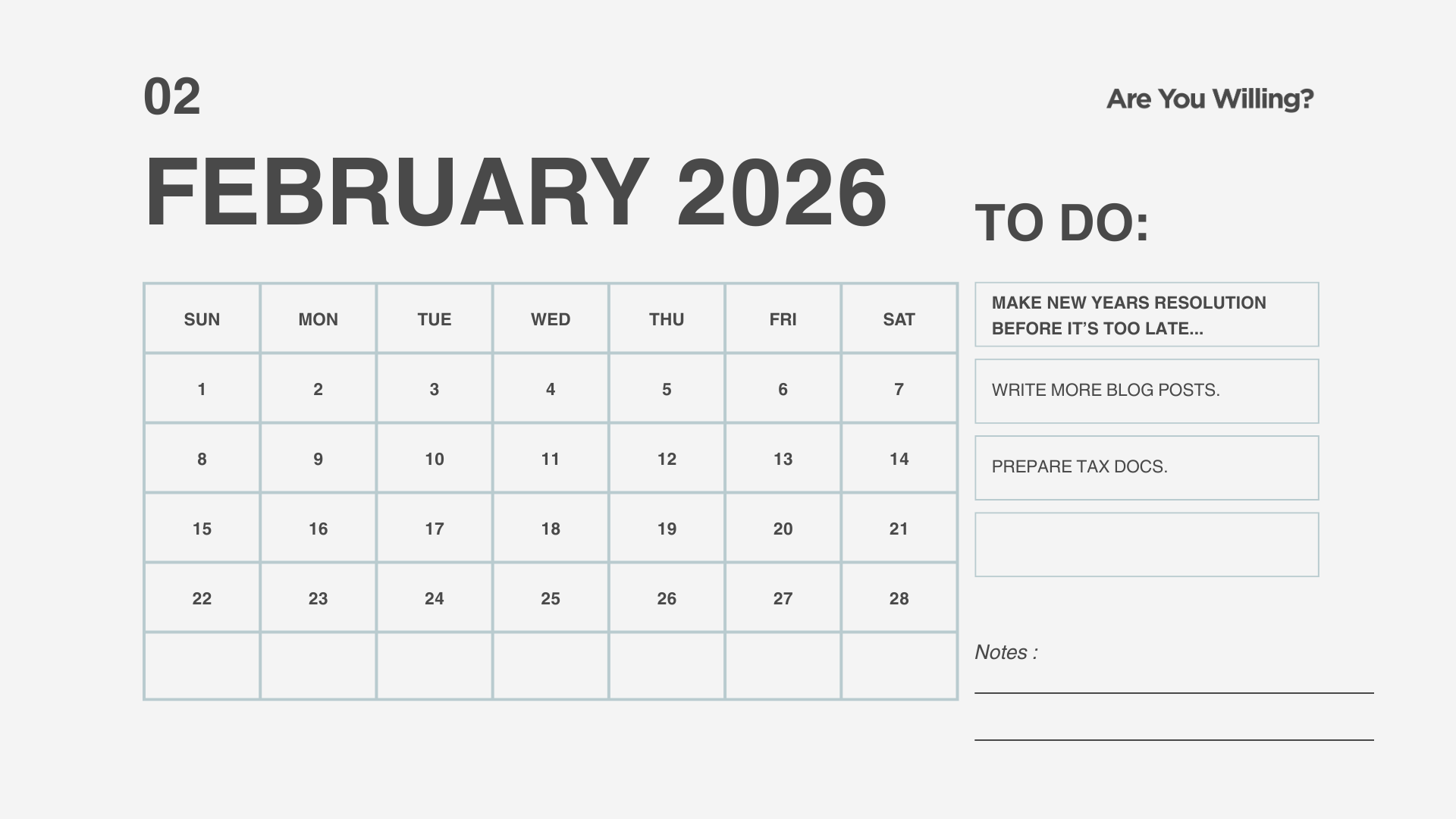 Resolutions in February?