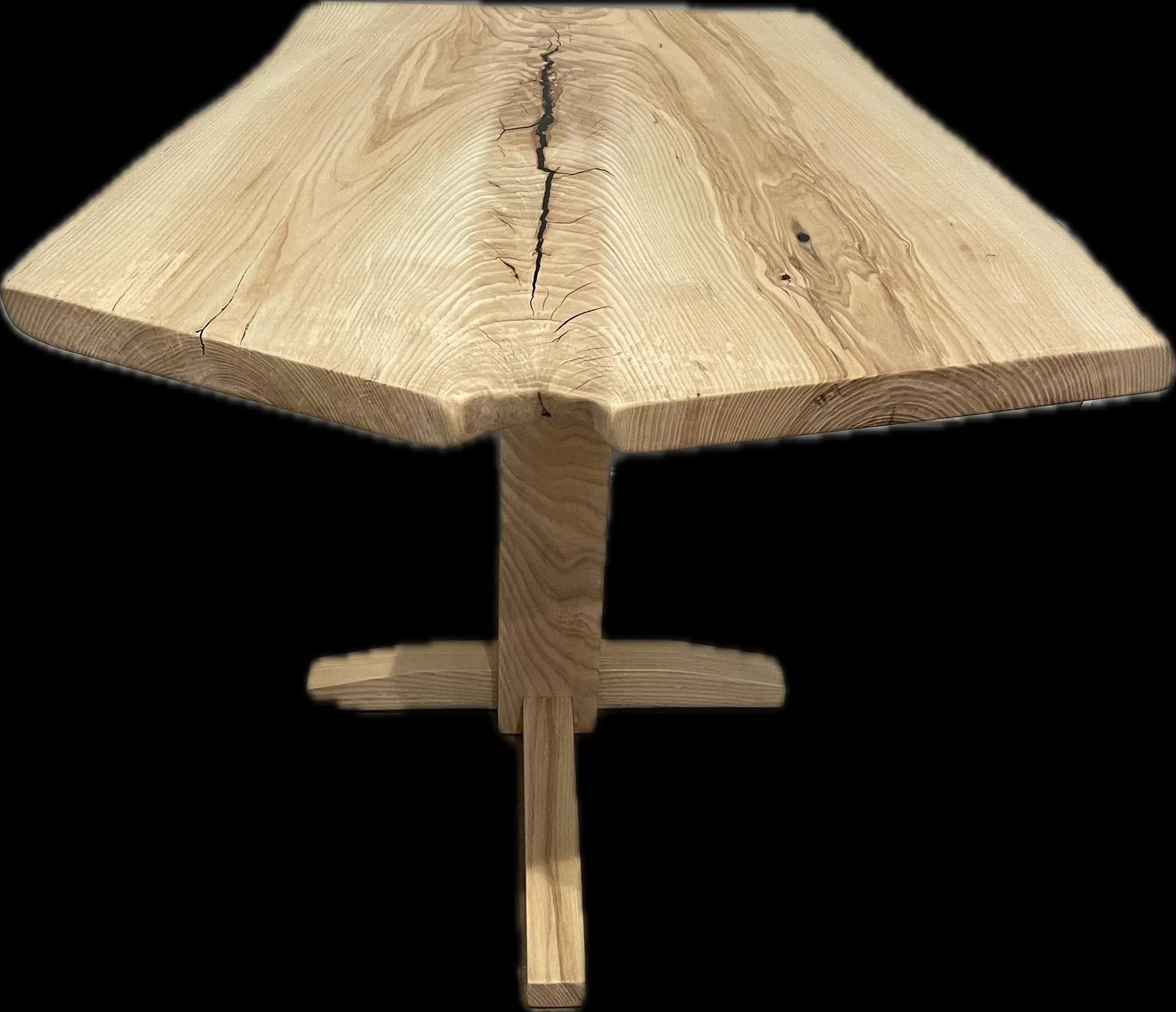 Beautiful live edge side table made with light grained wood for sale in Dix Hills, NY.