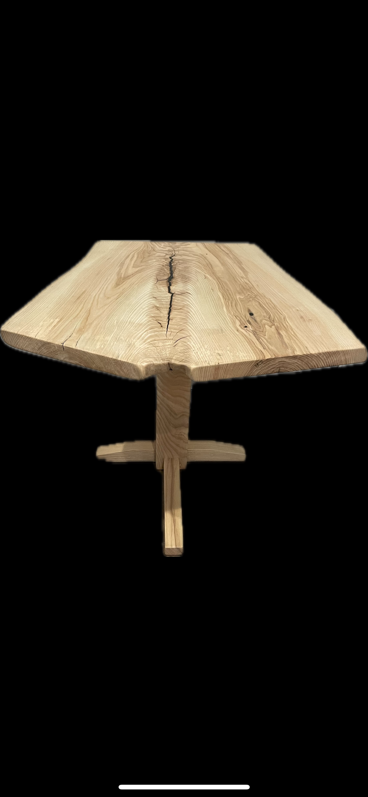 Live Edge wooden table made from a white ash crotch. Living room side table.