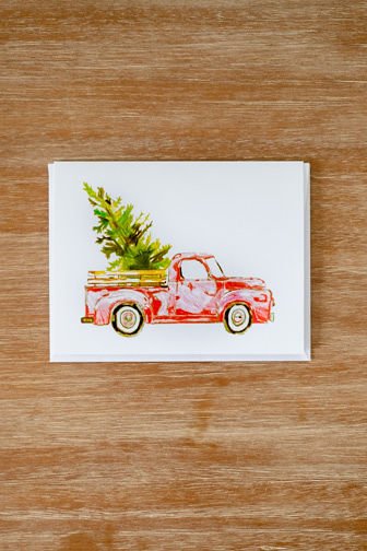 Red Truck with Tree