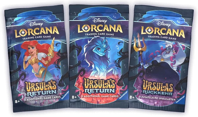 ursula's return booster box case de Add more glimmers to your crew with Ursulas Return booster packs filled with 12 randomized cards Disney Lorcana: Ursula's Return Booster