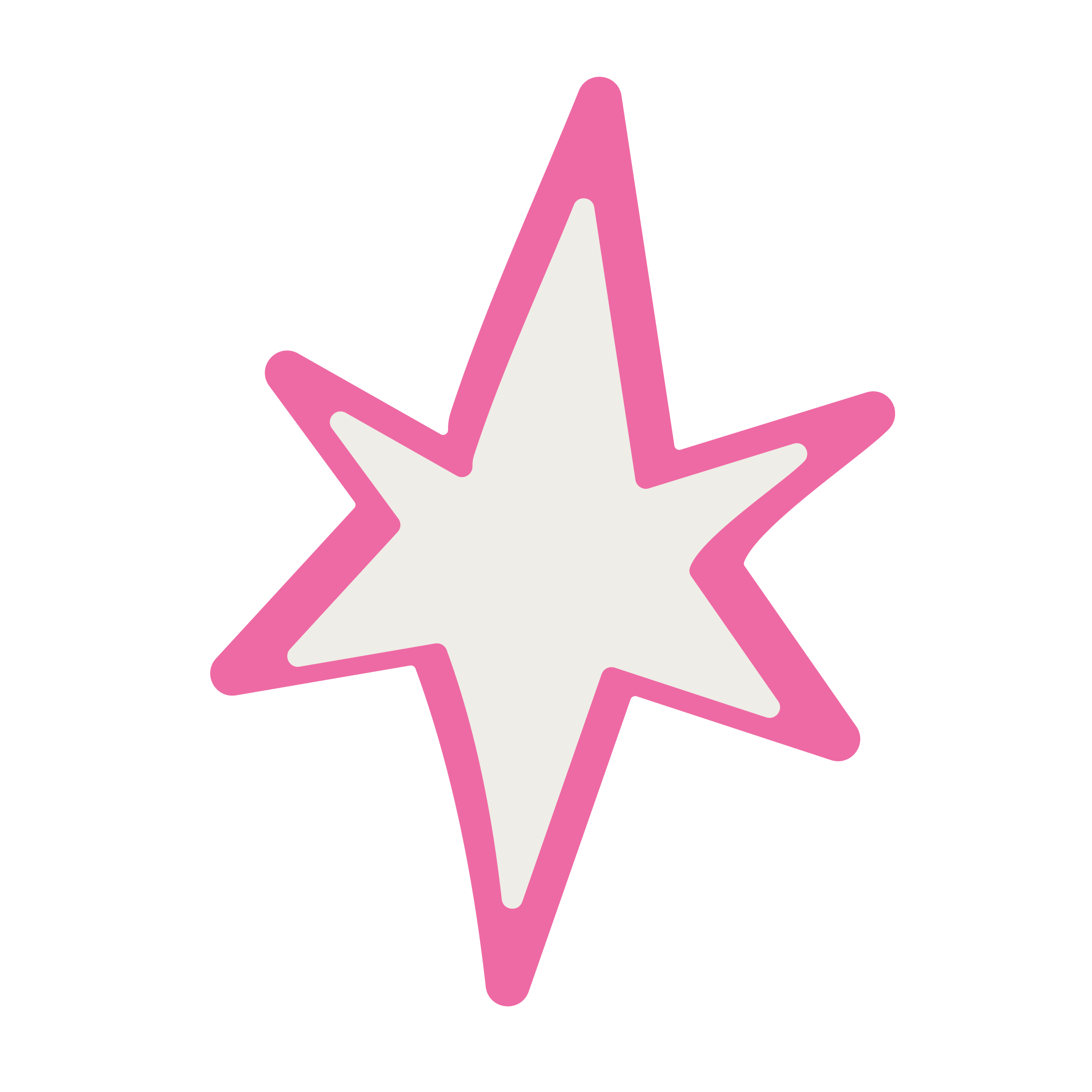 Estrella de cinco puntas con borde rosa y interior blanco.