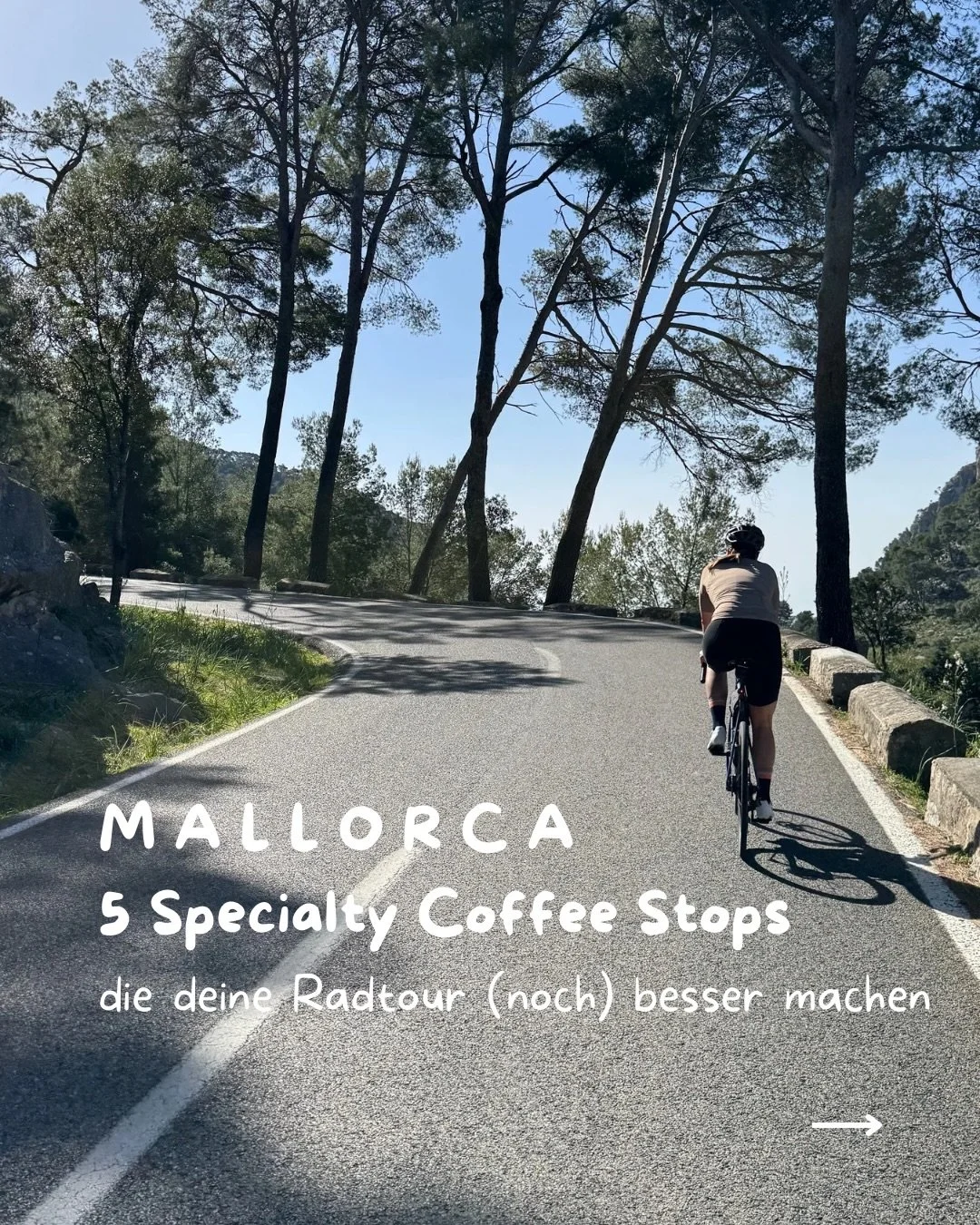 5 Kaffeestopps, die deine Mallorca-Radtour (noch) besser machen. 😌

Specialty Coffee, guter Vibe und kleine Leckereien? Findest du alles hier: 
📍 La Molienda, Pollen&ccedil;a
📍 Bo&rsquo;s, Pollen&ccedil;a
📍 Sa Mola 13, Sineu
📍 L&rsquo;Epicerie, 