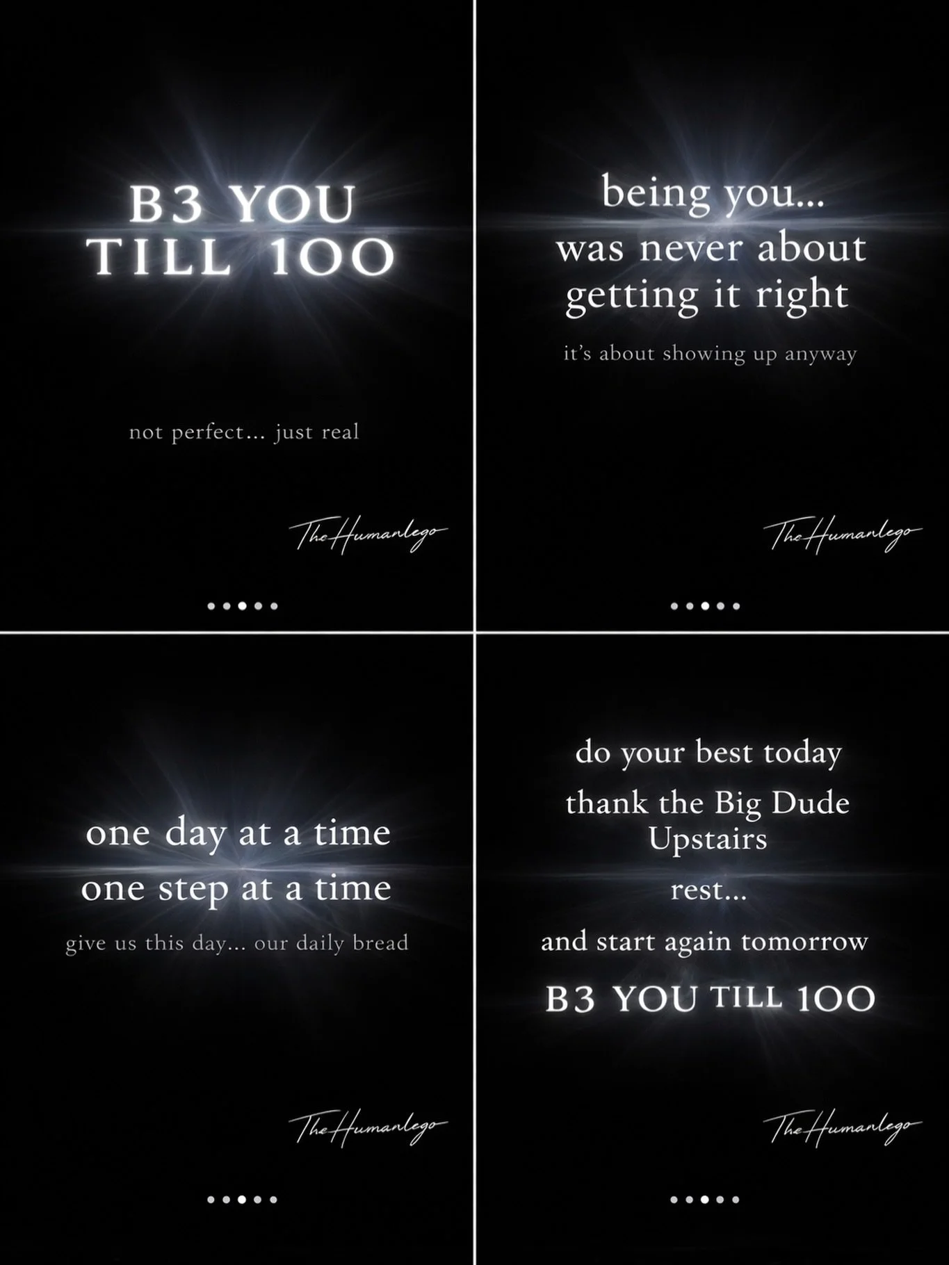 Not perfect.
Just present.

One day. One step. One version of you at a time.

Thank the Big Dude Upstairs&hellip;
Rest&hellip;
Start again.

B3 Y0U T1LL 1OO
#beyoutillfull #thehumanlego