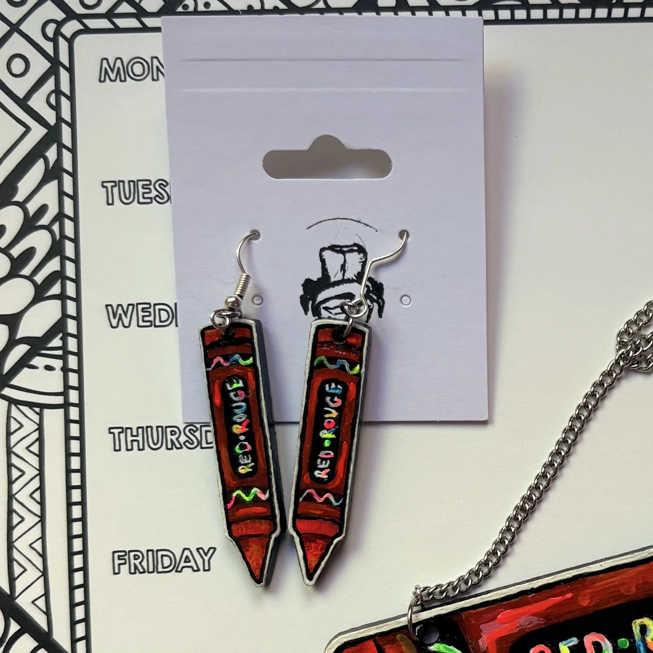 Crayon Dangle Earrings (necklace sold separately)