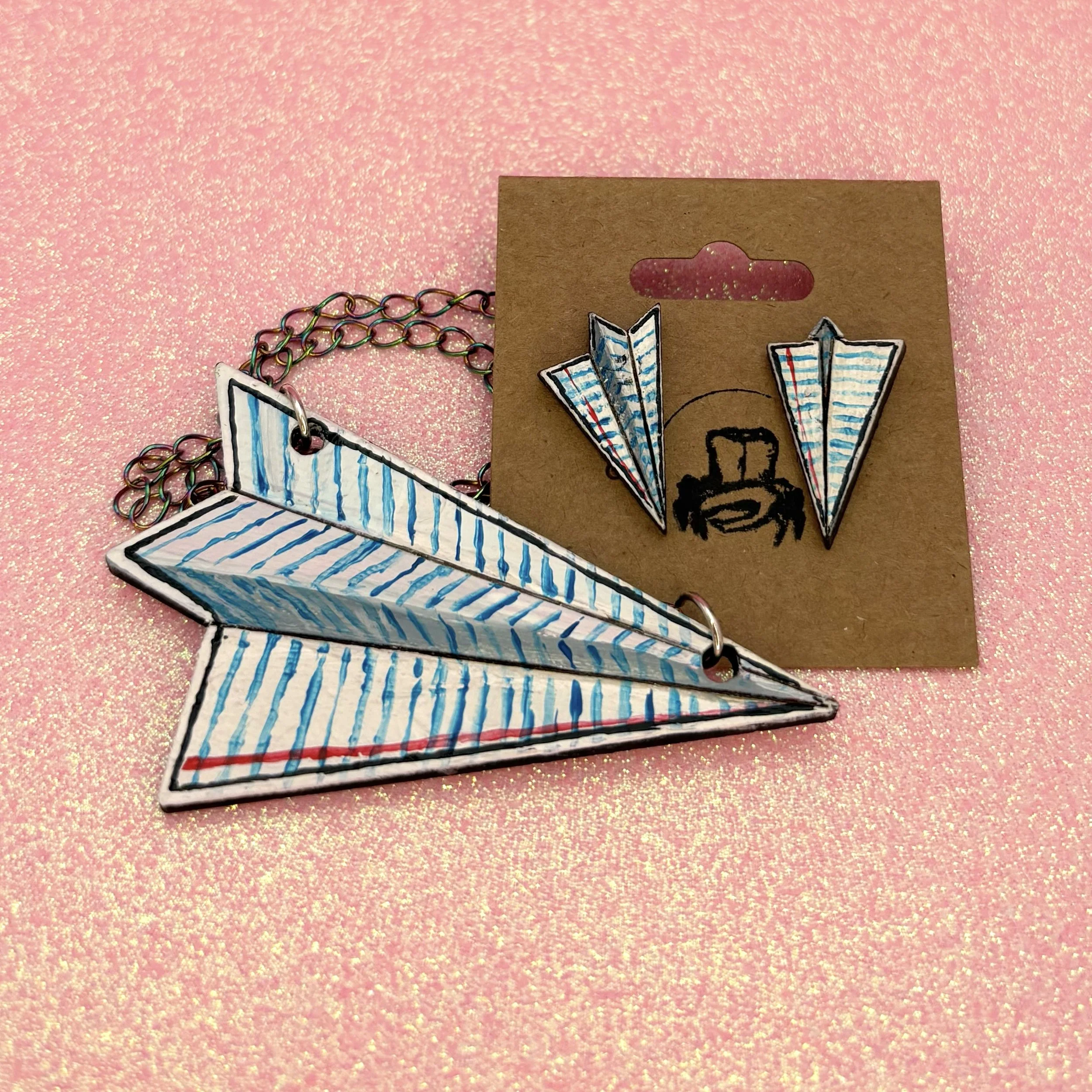 Paper Airplane Necklace (earrings sold separately)