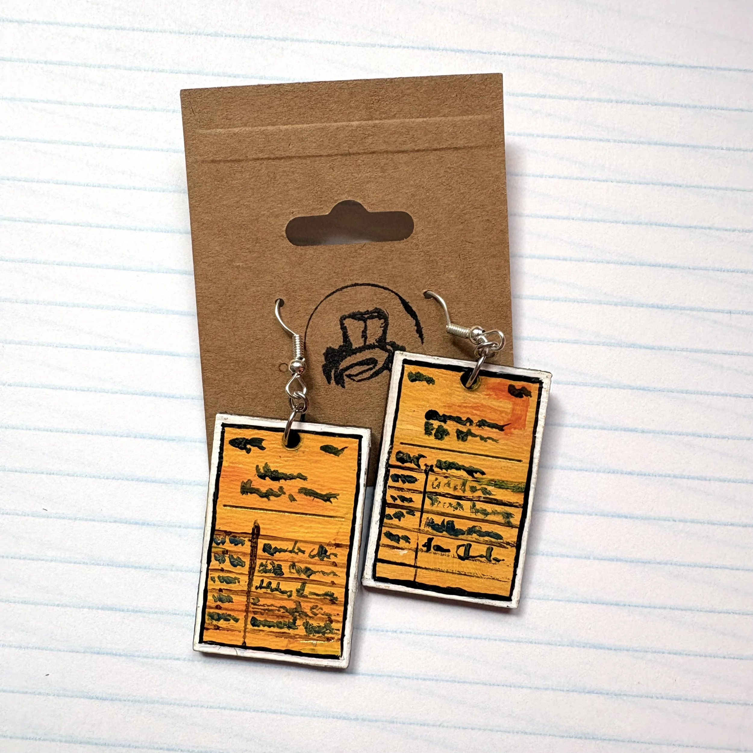 Library Borrowing Card Dangle Earrings