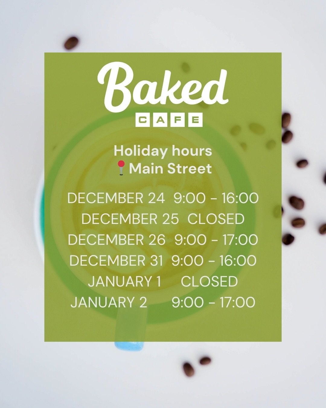 We have some adjusted hours at our shops on both Main and Hawkins. Swipe to see the holiday full schedule of our holiday hours 🎄