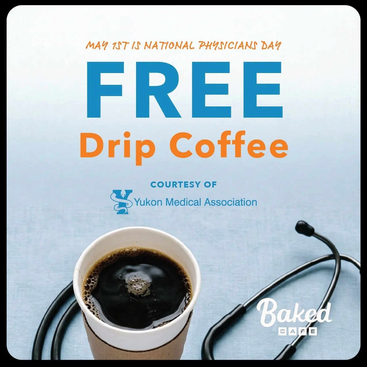 In honour of National Physicians Day, we&rsquo;ve got free drip coffee curtesy of @yukonmedicalassociation  alllll day long tomorrow, May 1st! ☕️ 🩺

Available at our shops on Main &amp; Hawkins 💛