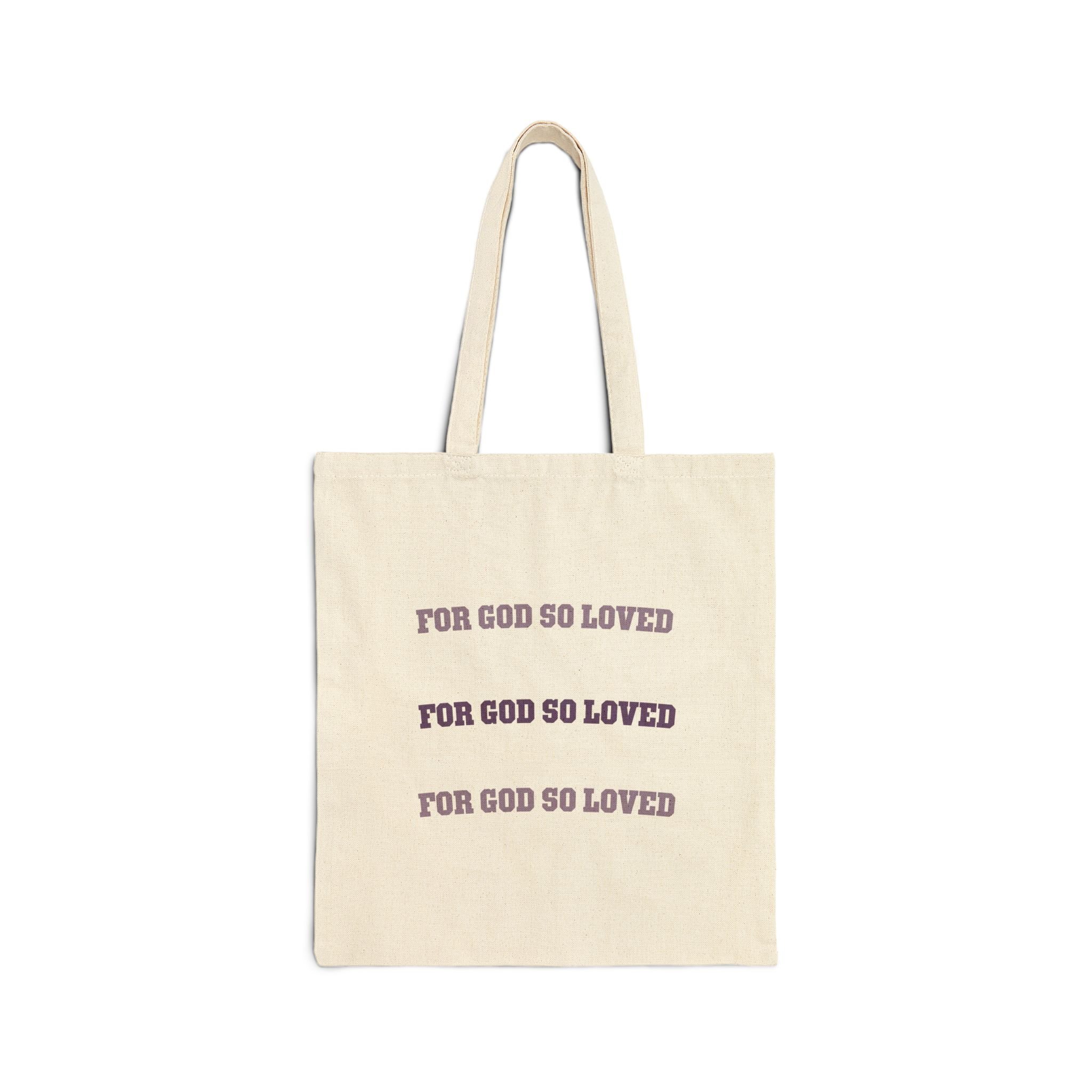 For God so Loved Purple Tote Bag
