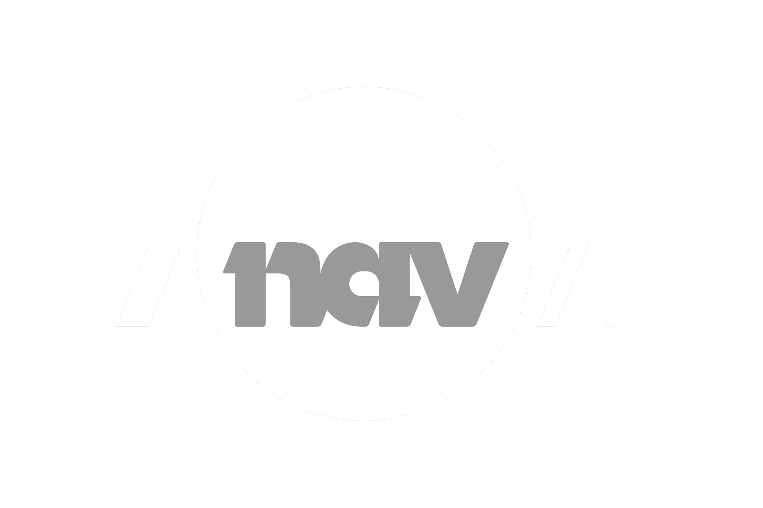 Black background with a large white circle in the center, overlapping a gray word 'nav' in lowercase, surrounded by stylized elements.