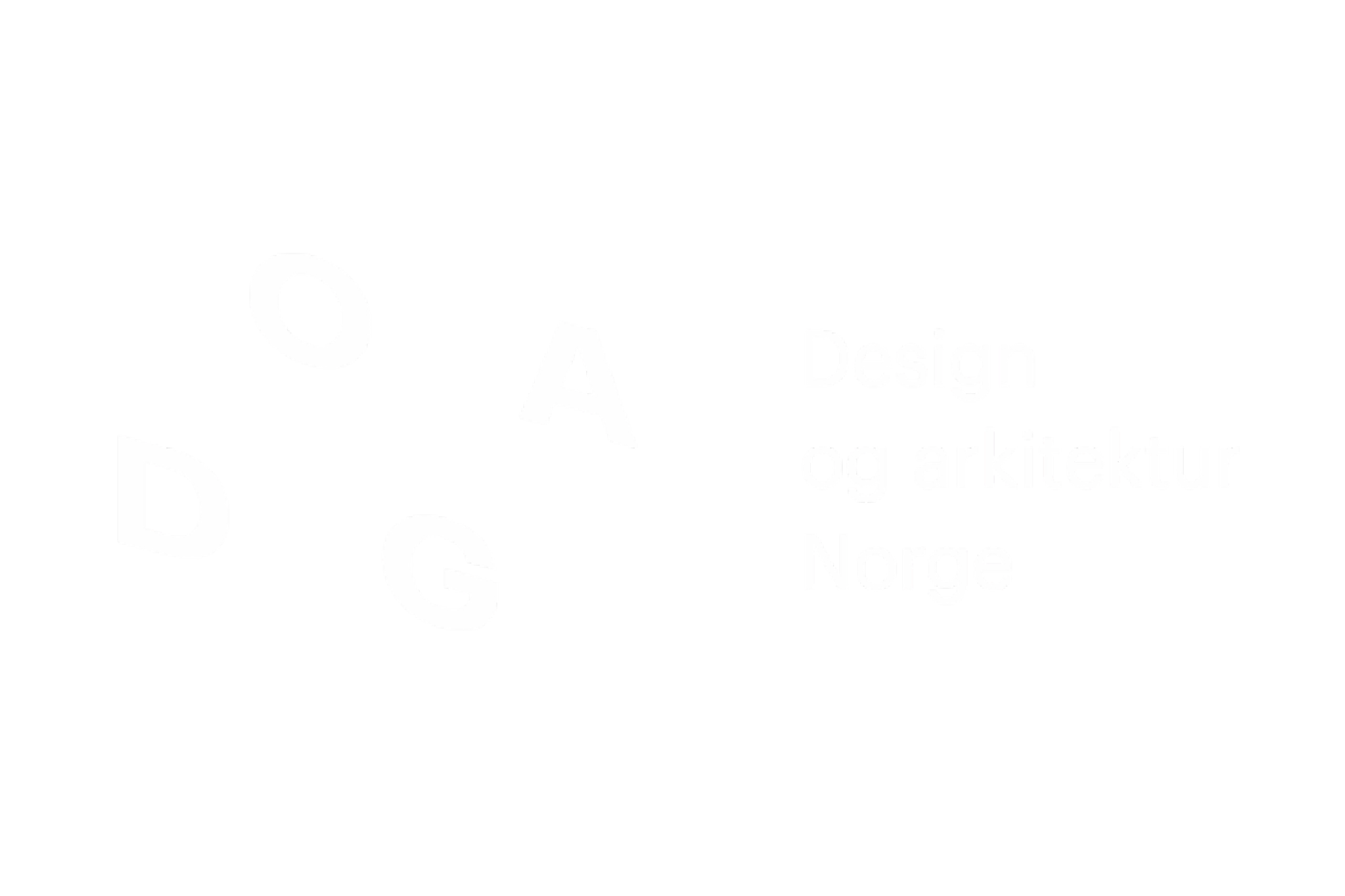 Text-based graphic with large letters D, A, and G, and the words 'Design og arkitektu Nore' in smaller text.
