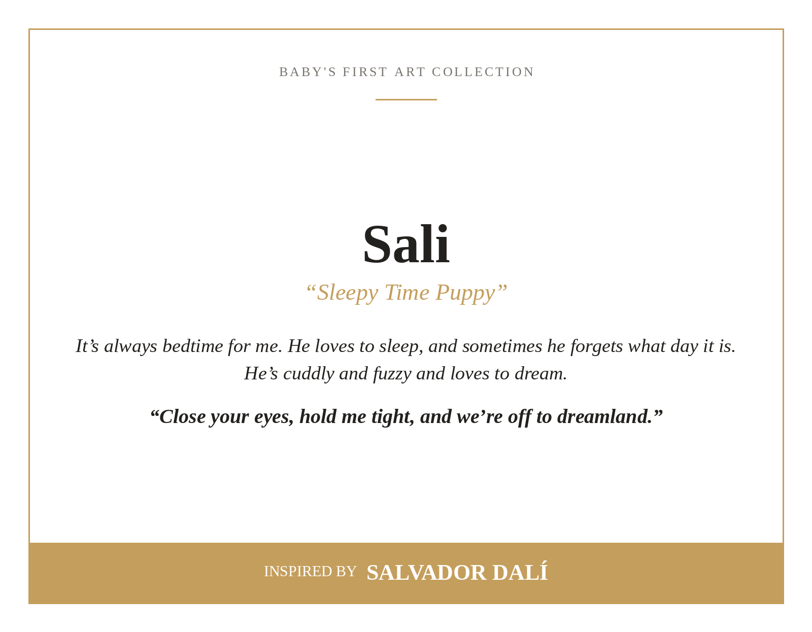 SALI - Sleepy Time Puppy, art plush toy by Jitka Exler, inspired by Salvador Dalí – view 2