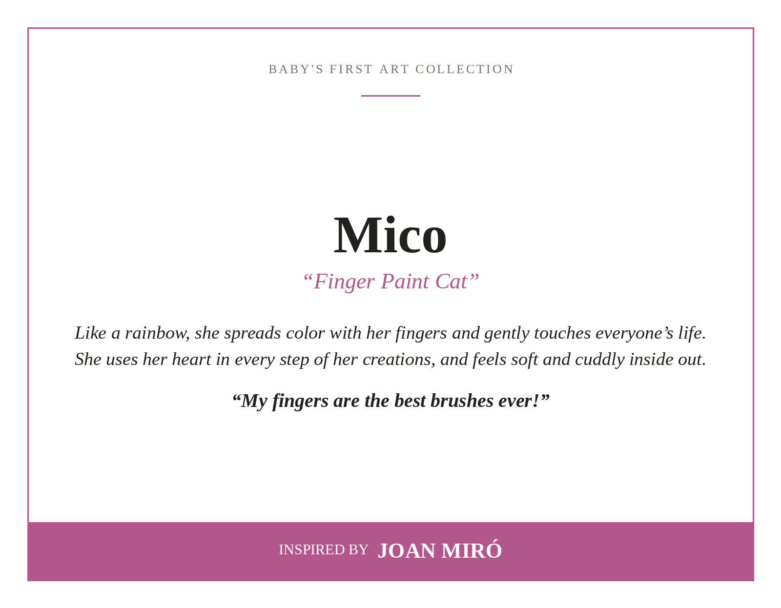 MICO - Finger Paint Cat, art plush toy by Jitka Exler, inspired by Joan Miró – view 2