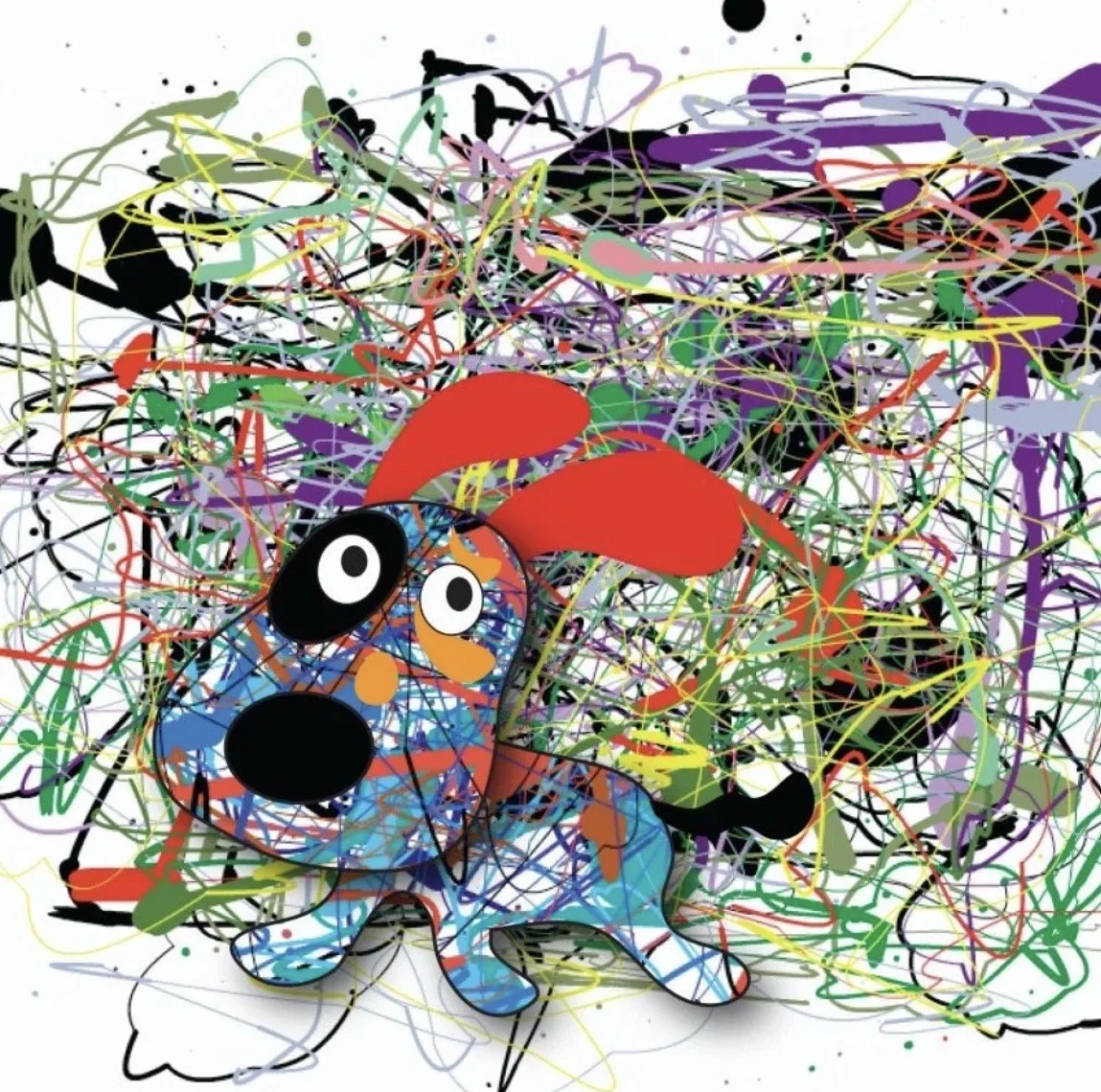 ZOLLOCK - Splash Dog, art plush toy by Jitka Exler, inspired by Jackson Pollock – view 5