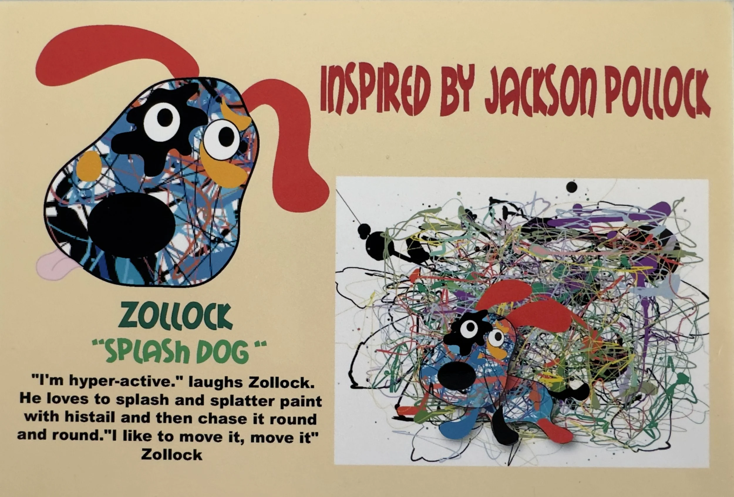 ZOLLOCK - Splash Dog, art plush toy by Jitka Exler, inspired by Jackson Pollock – view 6
