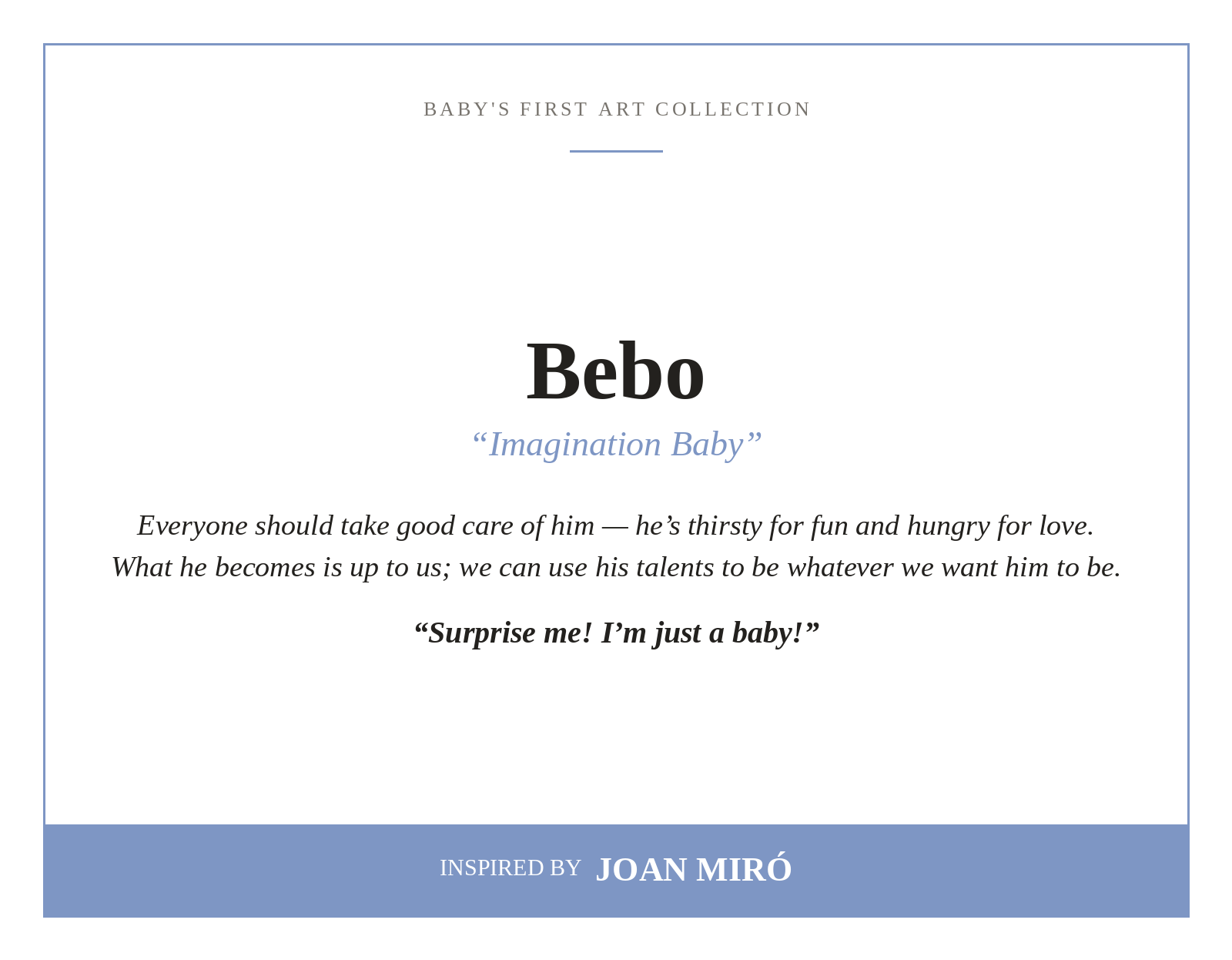 BEBO - Imagination Baby, art plush toy by Jitka Exler, inspired by Joan Miró – view 2