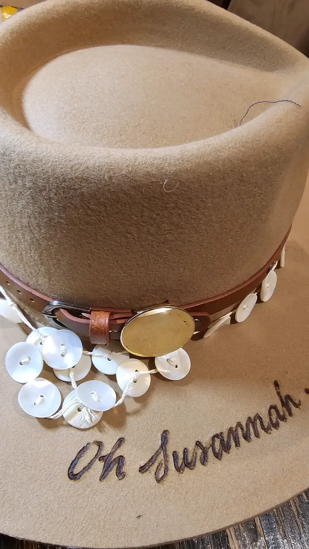 Sher Pierre NJ NY NYC Calligrapher and Engraver Hat Bar for Wedding Personalized Wool Hat