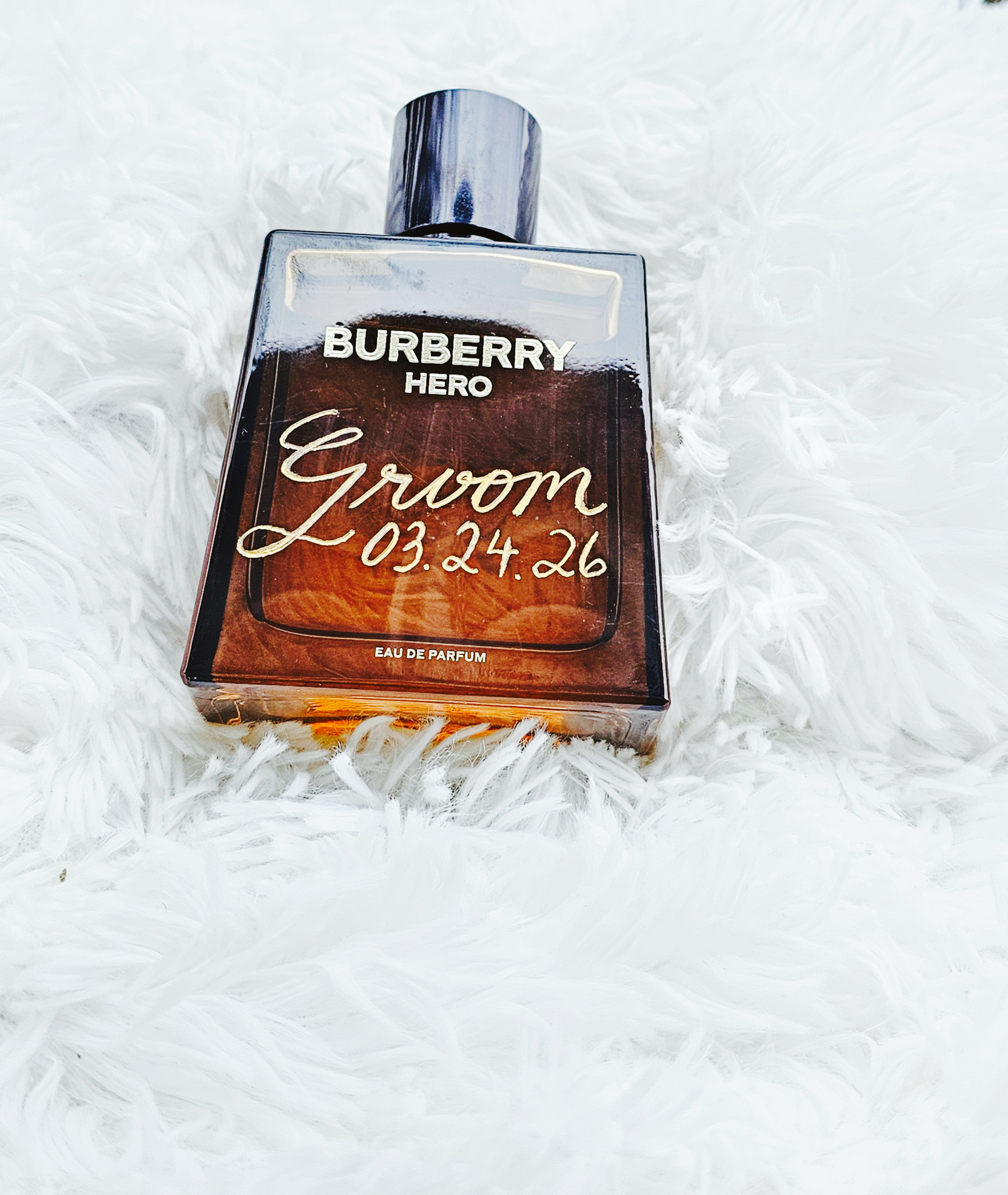 Sher-Pierre-NJ-NY-NYC-Calligrapher-and-Engraver-Engraved-Perfume-Bottles-For-Bride-Burberry-Fragrance-For-Groom.png
