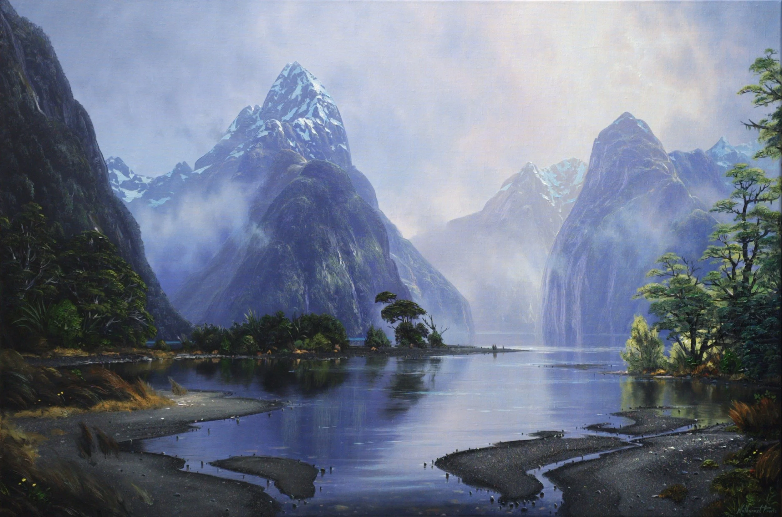 Milford Sound - Mitre Peak.
Nathanael Provis.
Oil on canvas, 900 x 600mm (approx).
Latest arrival