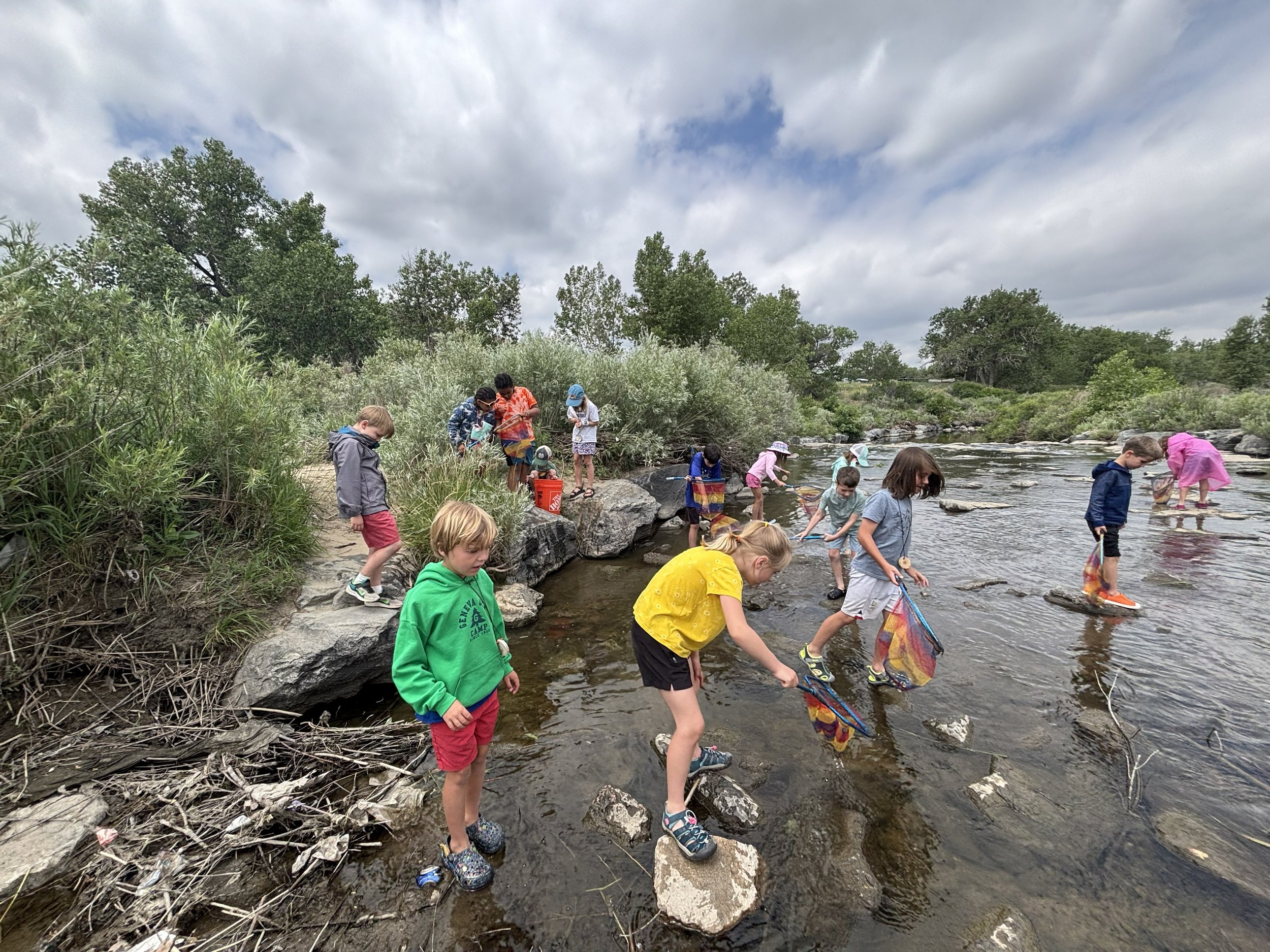 Children playing in river