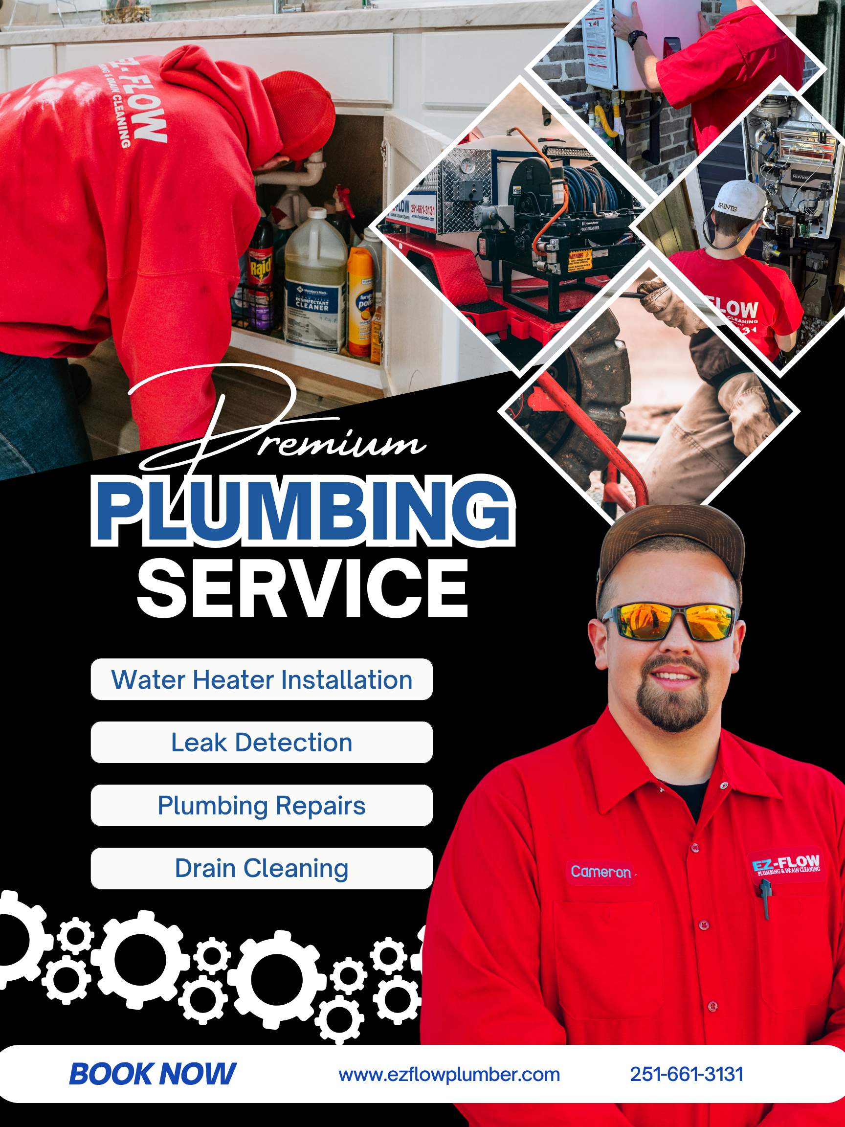Blue Black and White Modern Plumbing Service Poster.png
