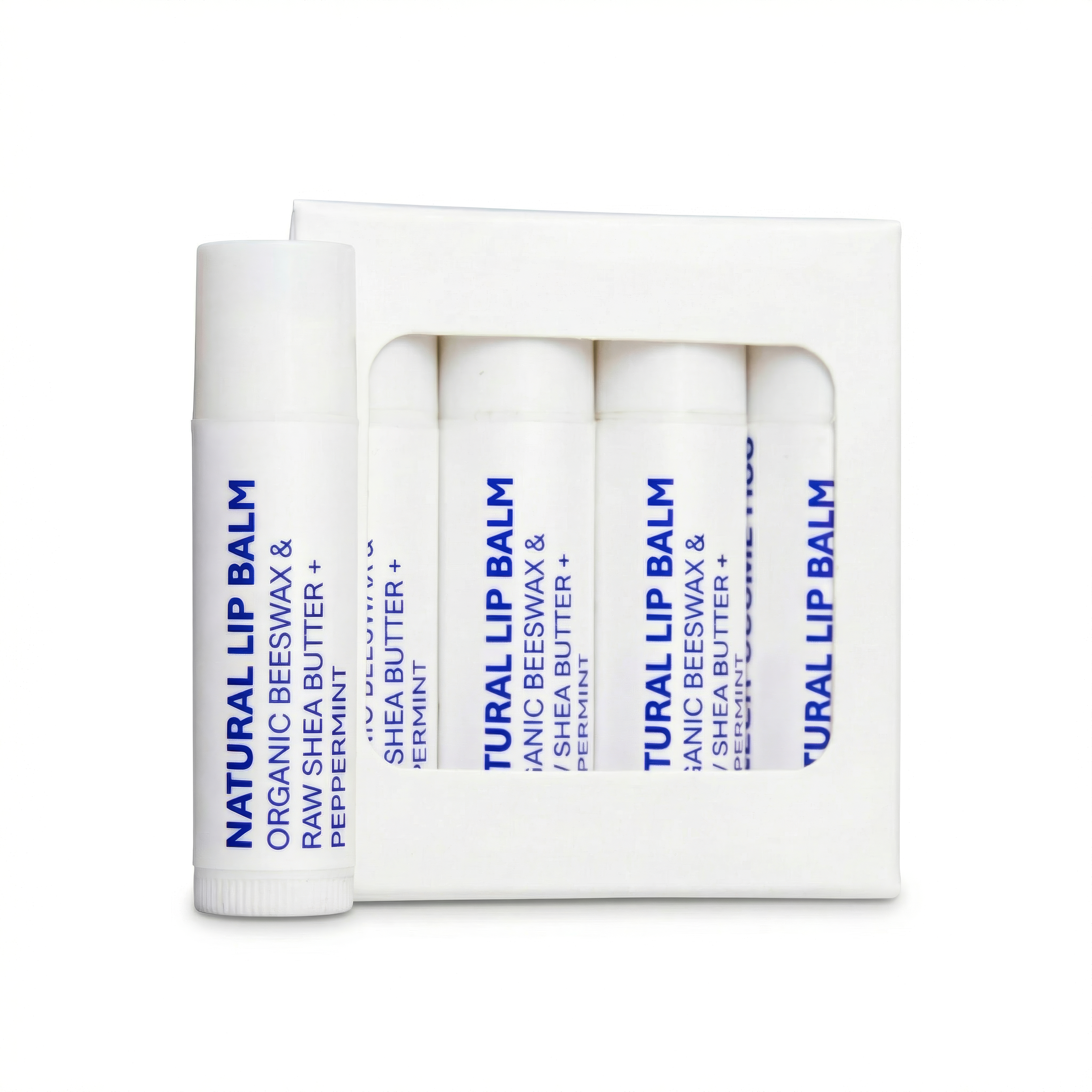 Lip Balm - Organic Beeswax & Shea Butter + Peppermint (4 pack - 0.2 oz x 4)