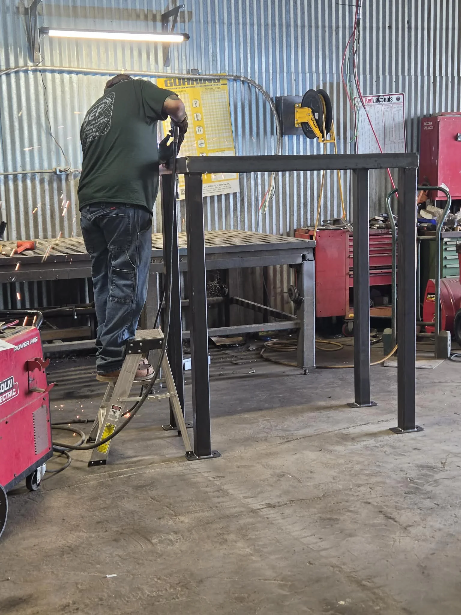 Custom steel welding press brake forming and CNC plasma table cutting at a full service Bismarck fabrication shop
