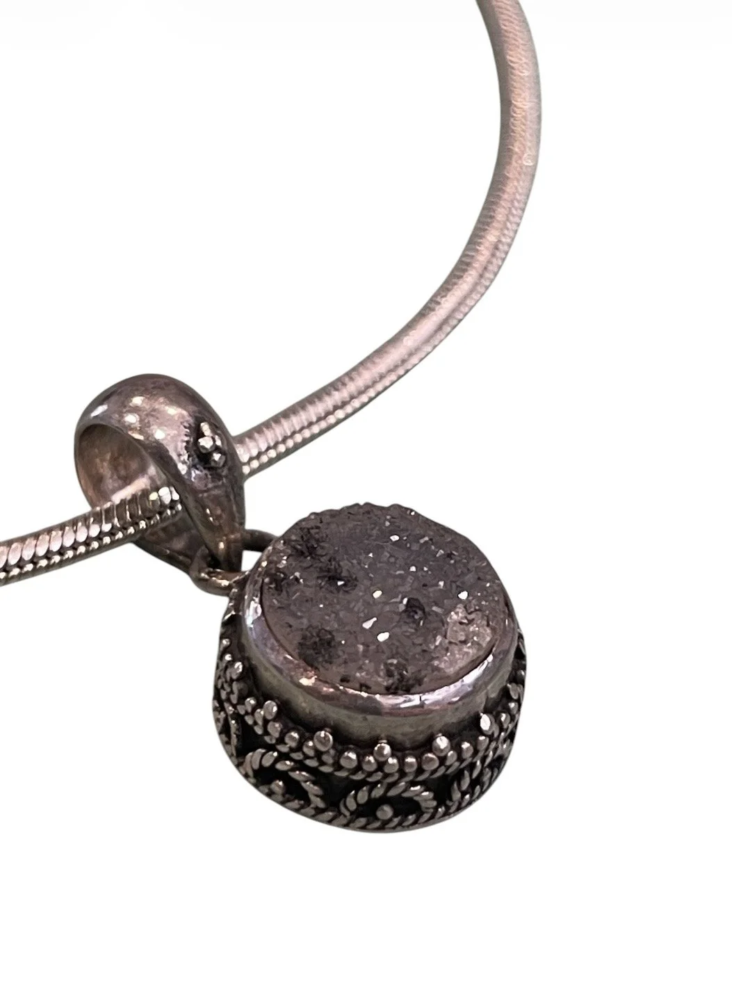 Bezeled Druzy Quartz Necklace