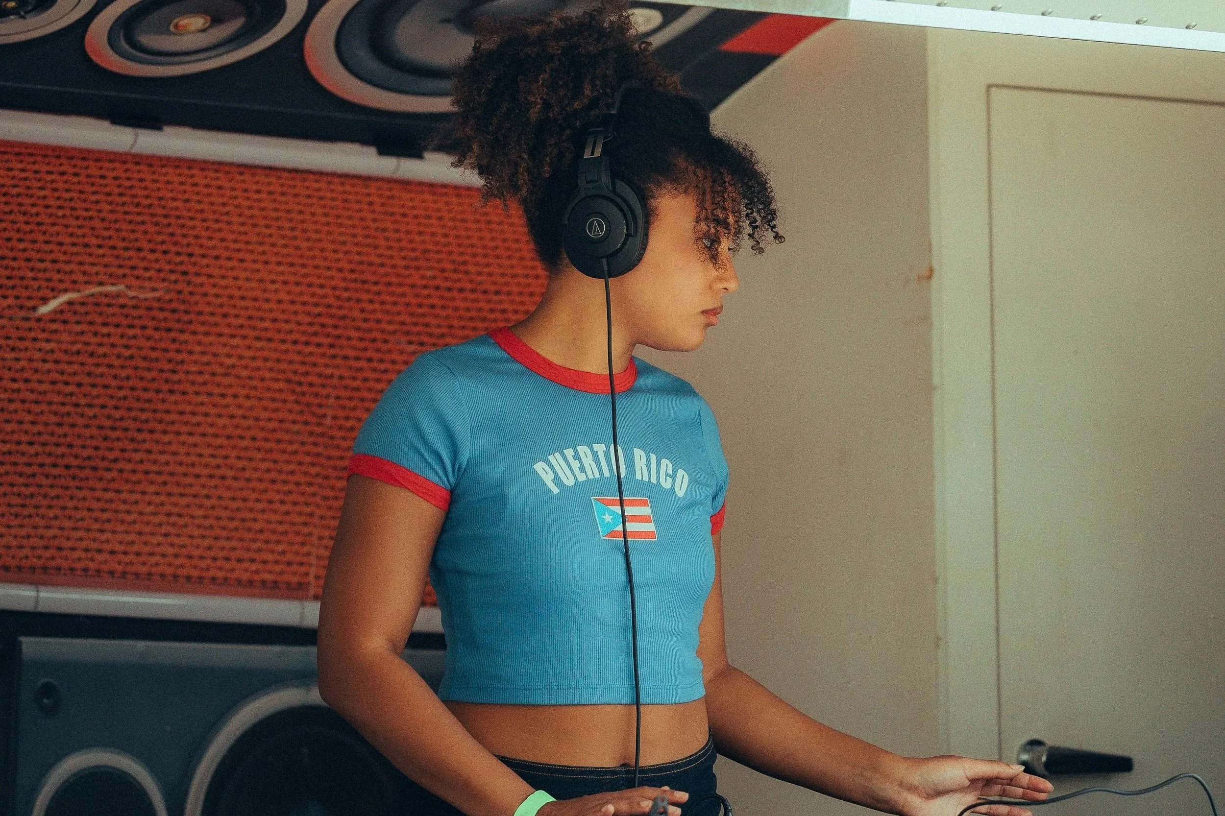 DJ JIJI spins at the DJ stage at OYE Fest Atlanta.