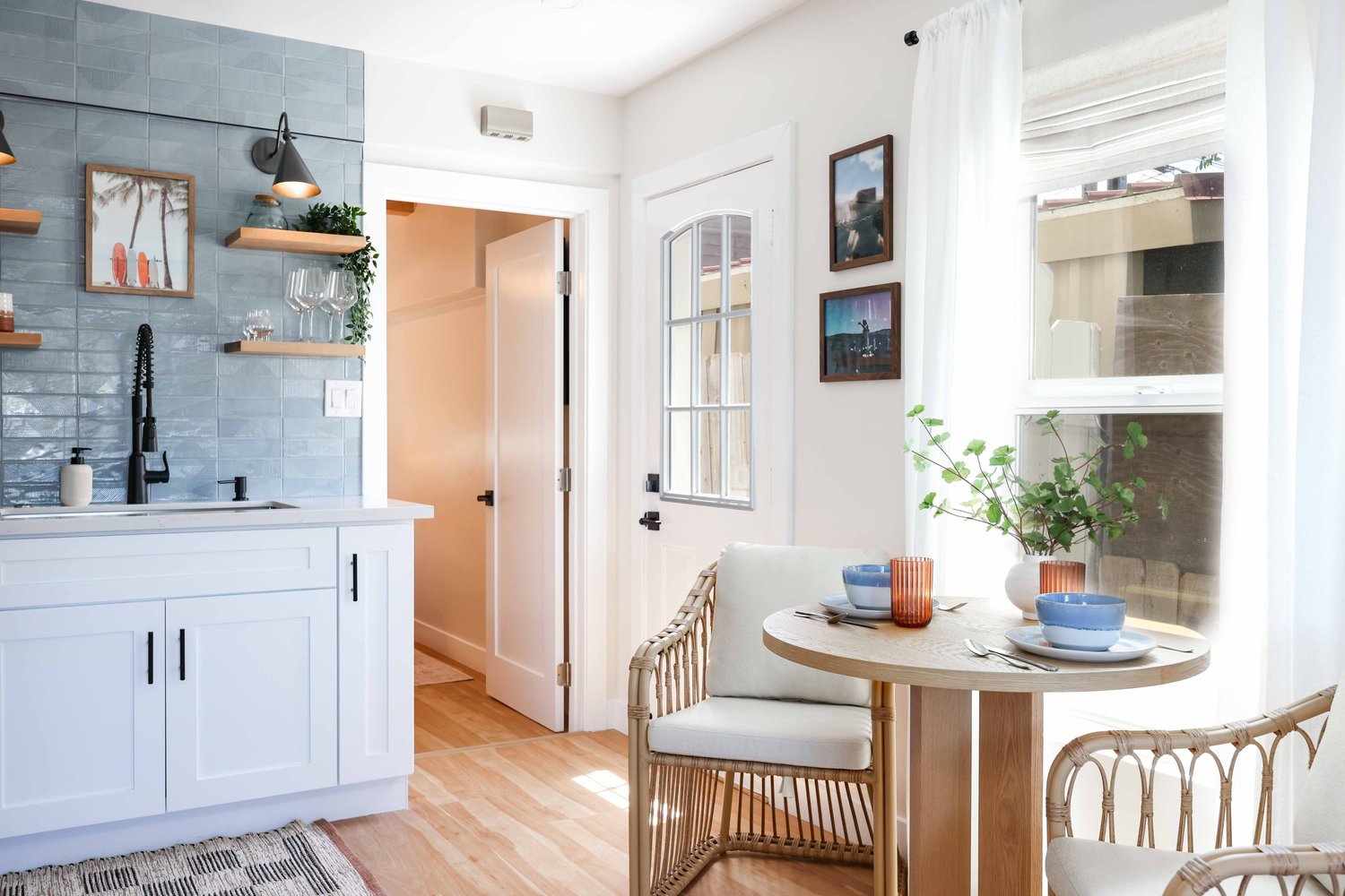 Kitchen at Clementine A in Oceanside, designed by Salt and Sky Lodging Co.