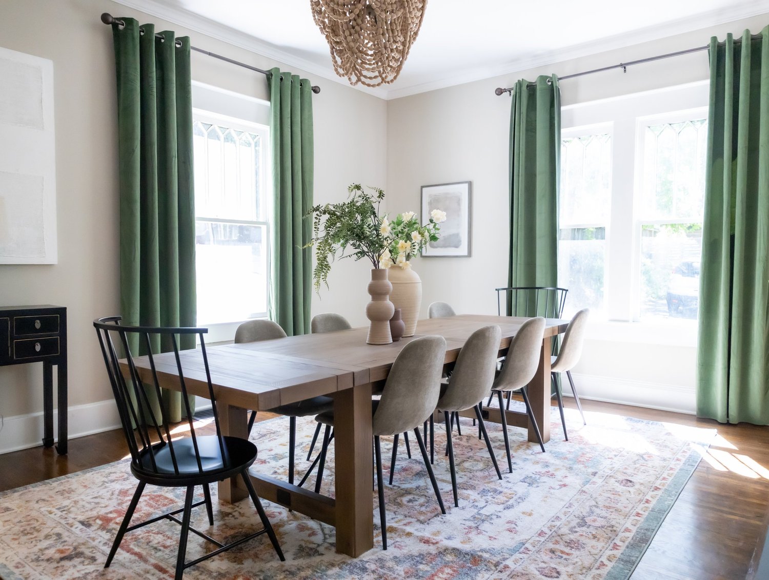 Dining table at Elmsgate in Birmingham, designed by Salt and Sky Lodging Co.