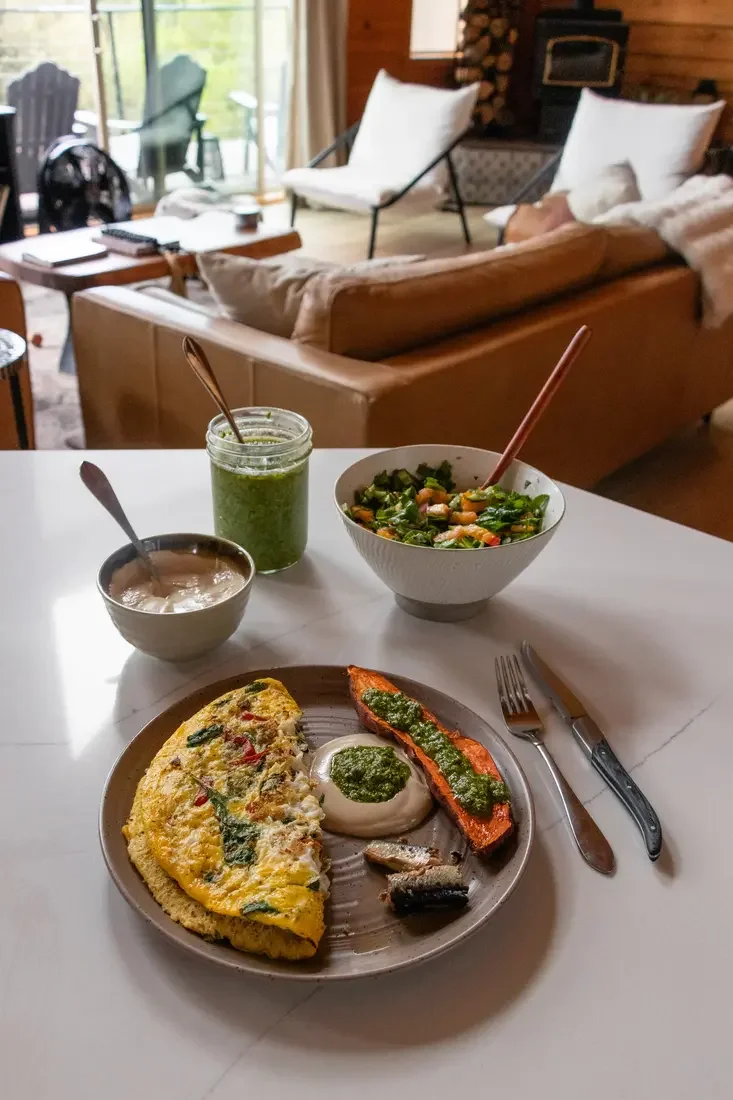 Guest photo: a homemade breakfast spread in the great room