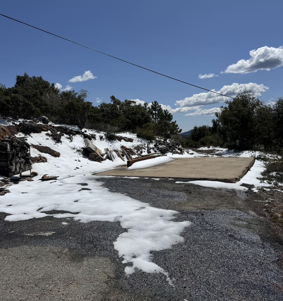 Before: snow on the driveway and mountain road