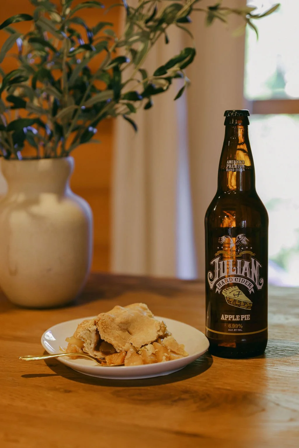 julian apple pie and cider at a cabin