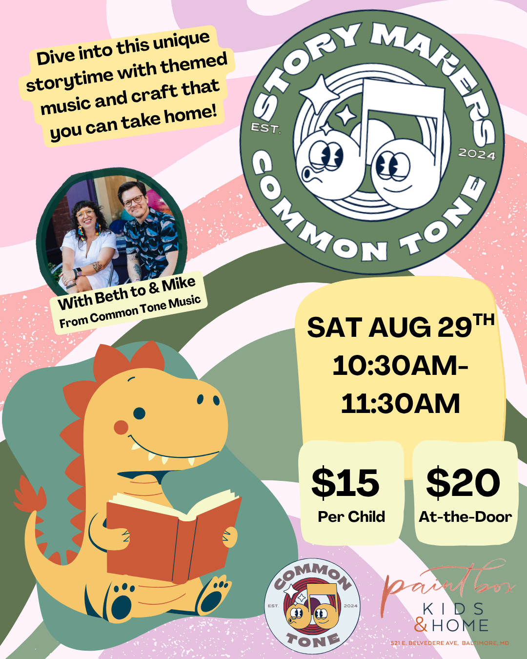 Storymakers with Beth and Mike from Common Tone- Saturday, August 29th 