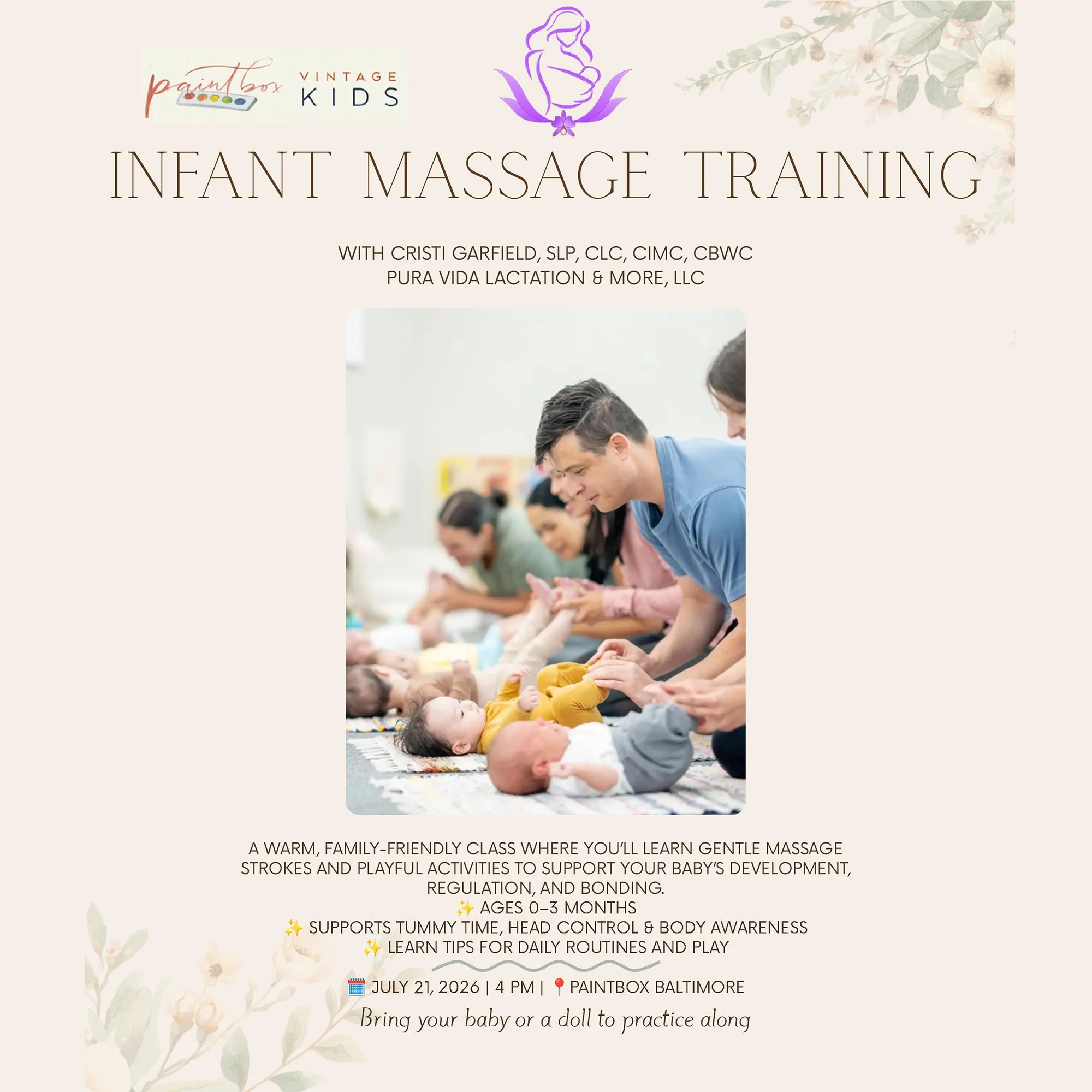 Infant Massage with Cristi from Puravida Lactation